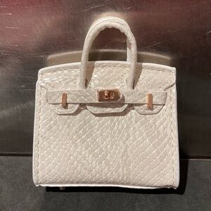 👜 Handmade Mini White Python Snakeskin Birkin AirPods Tote Bag Charm Miniature